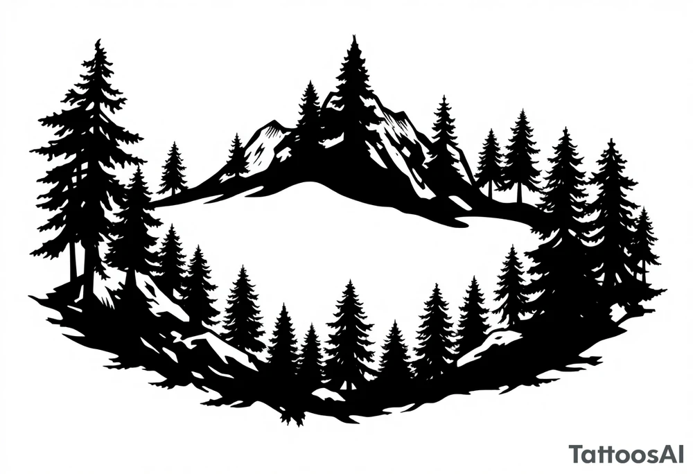 Coniferouse forest silhouette around the forearm a tattoo tattoo idea