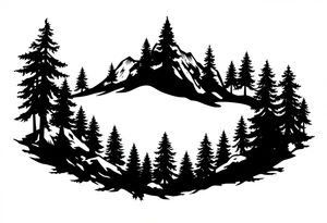 Coniferouse forest silhouette around the forearm a tattoo tattoo idea