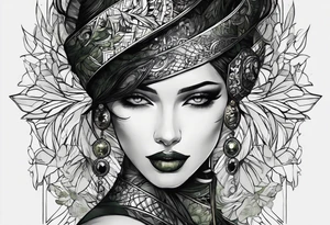 abstract, green and black, covered from wrist to forearm, fully covered, no borders, blackwork, no people tattoo idea