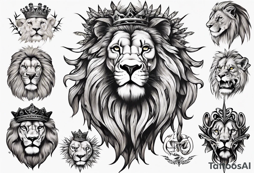wild king lion tattoo idea