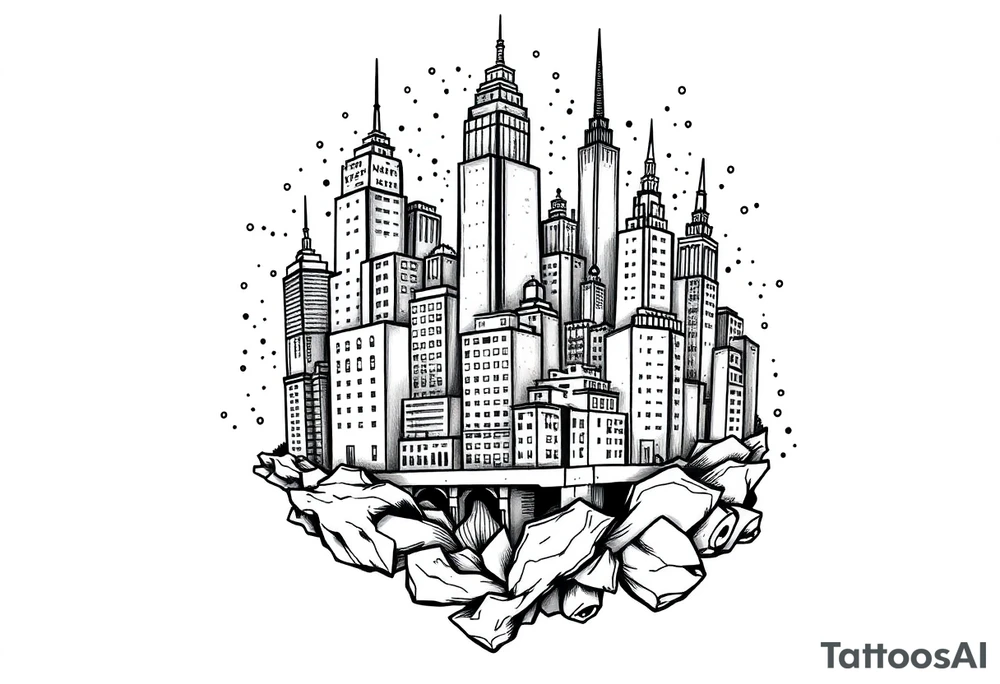city under water theme tattoo idea