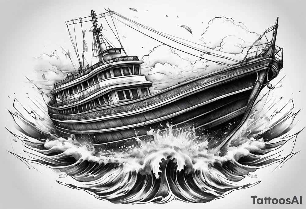 Boat breaking in half tattoo idea