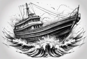Boat breaking in half tattoo idea
