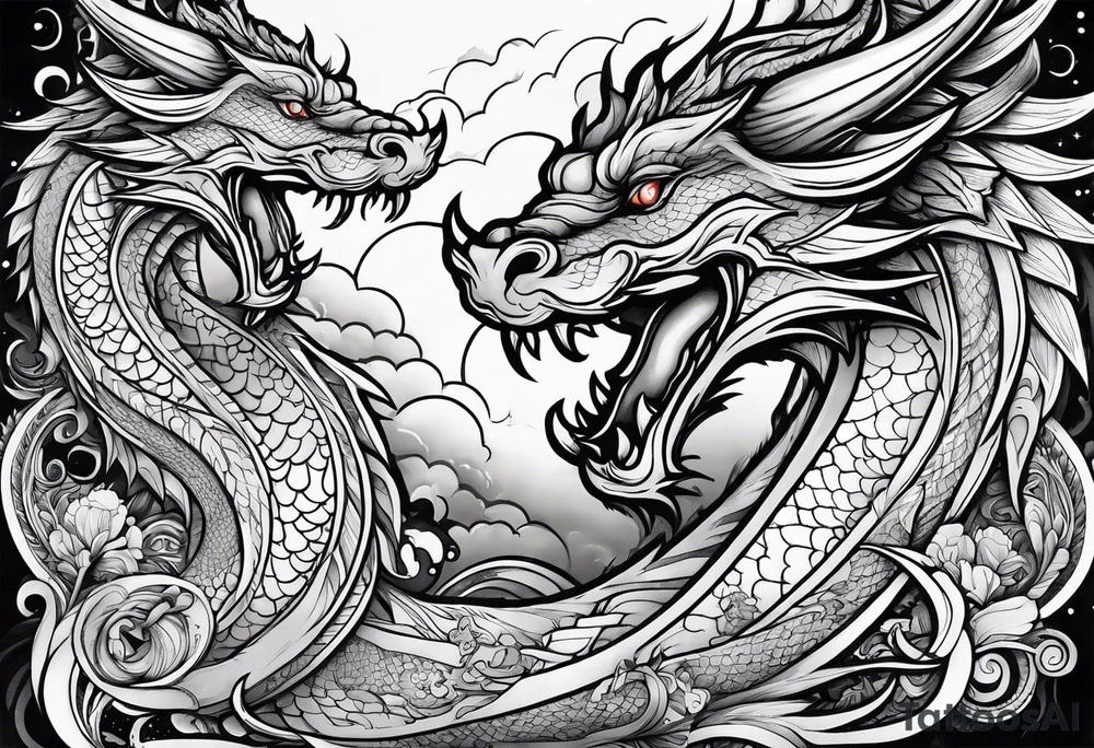 roaring dragons tattoo idea
