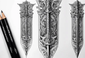 Draw a vertical sword, No extra details tattoo idea