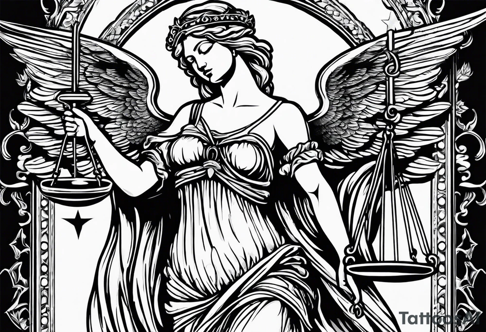 lady justice with wing tattoo idea