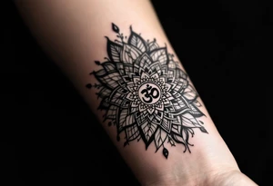 sacred flower of life with om in the middle tattoo idea