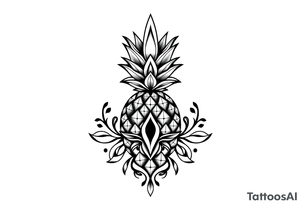 Majestic ,crown pineapple top vagina and anus tattoo idea