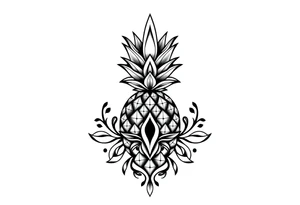 Majestic ,crown pineapple top vagina and anus tattoo idea