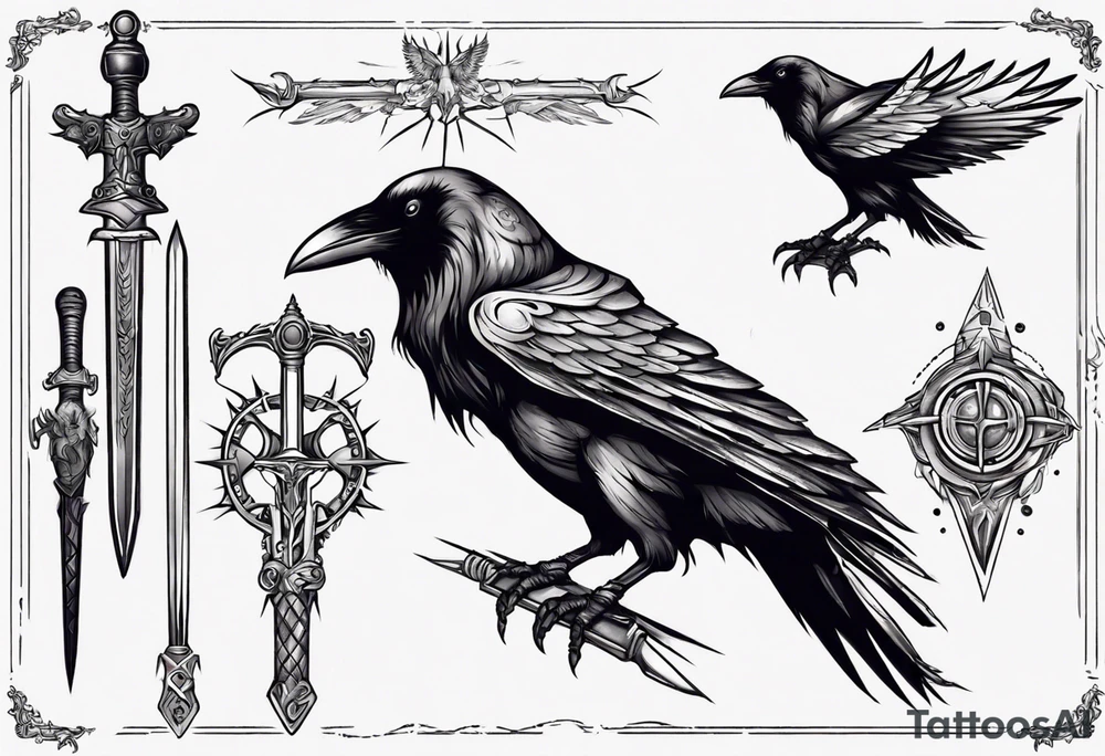 Raven with the sword tattoo idea