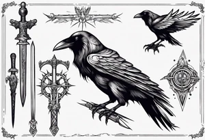 Raven with the sword tattoo idea