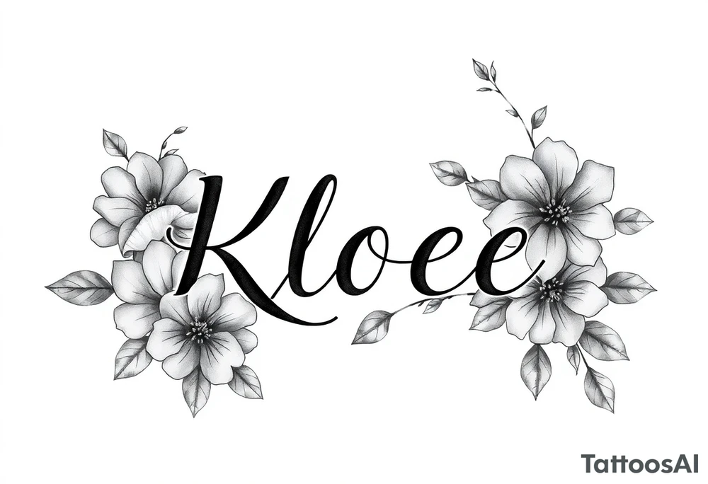 The name Kloee, with flowers tattoo idea