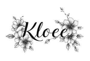 The name Kloee, with flowers tattoo idea