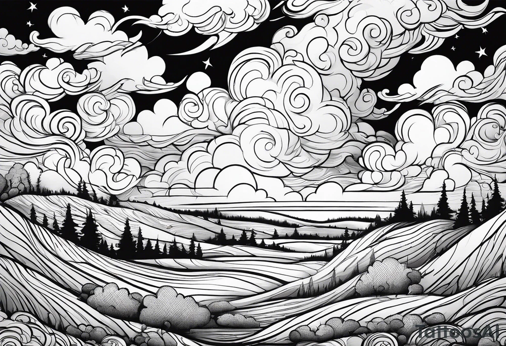 wispy clouds tattoo idea