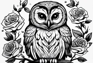 Barred owl with a rose tattoo idea