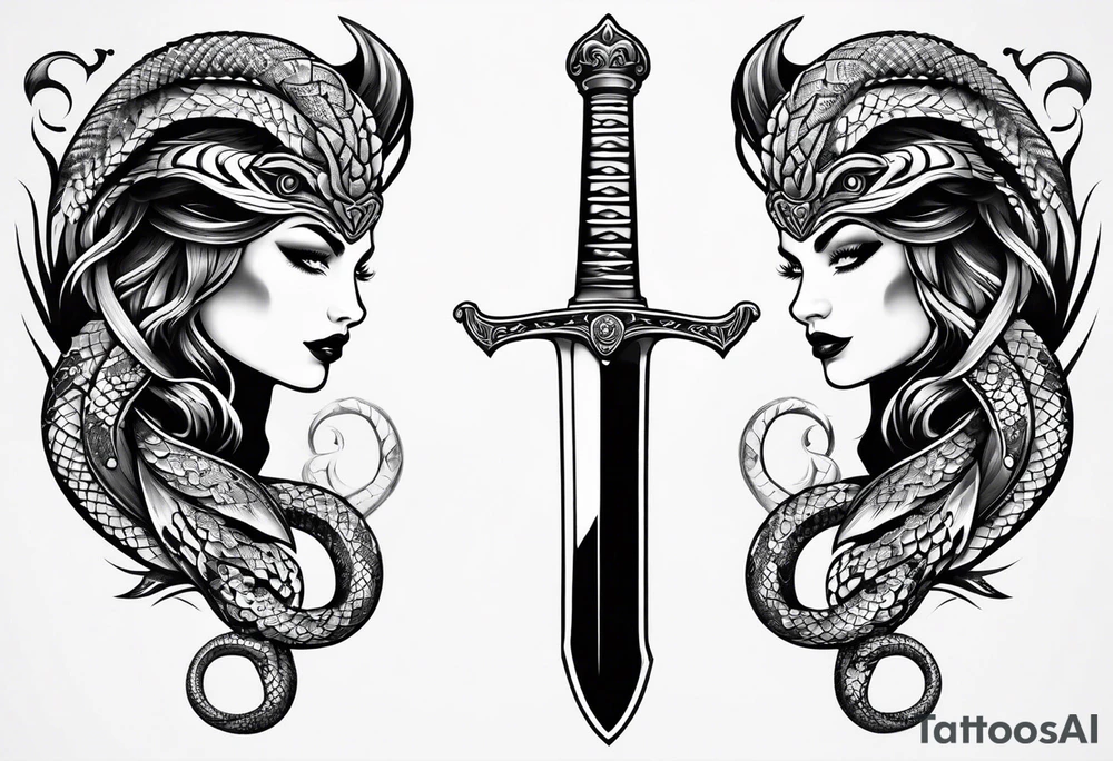 Snake head dagger tattoo idea