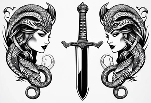 Snake head dagger tattoo idea