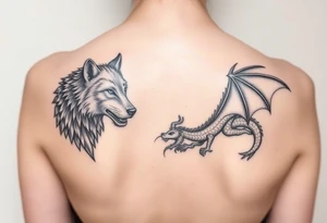 Wolf and dragon tattoo idea