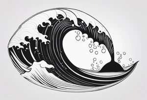 Fine line Whale tail coming out of a wave tattoo idea