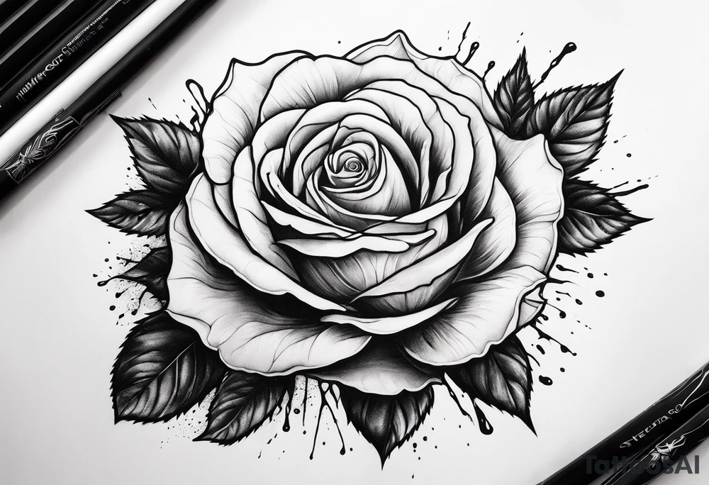 White rose with blood in hand tattoo idea
