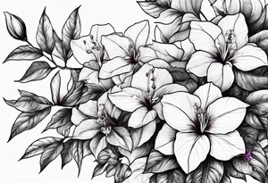 Bougainvillea e orquídea olho de boneca tattoo idea