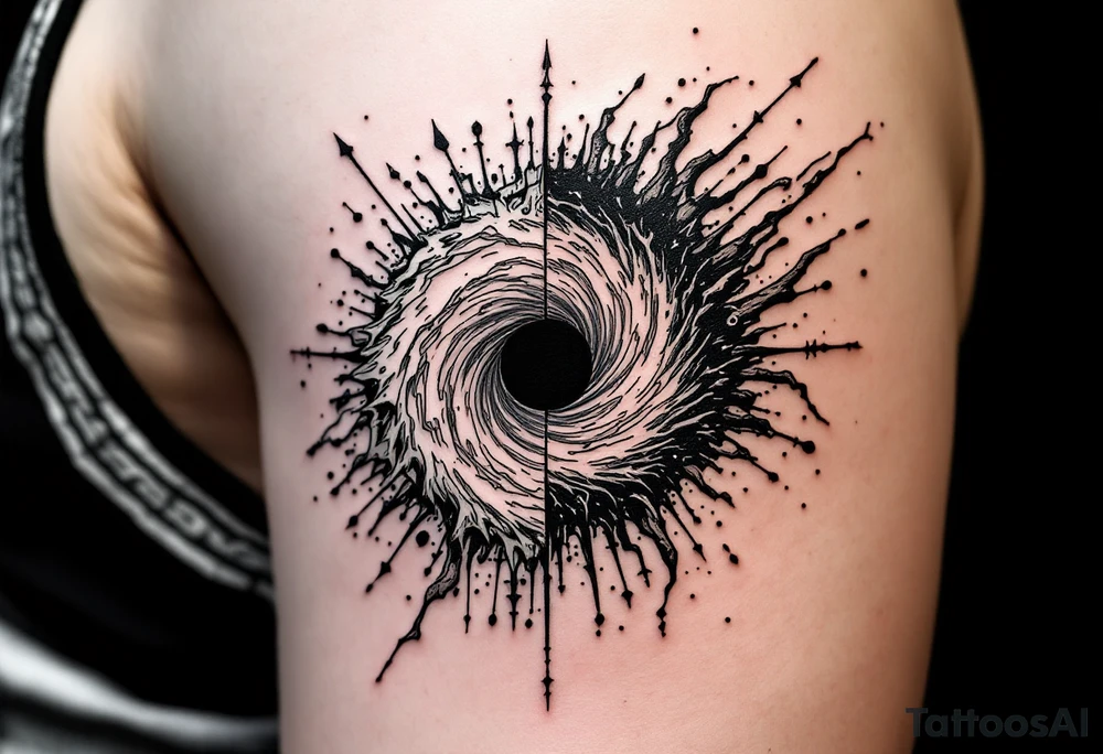 2 different worlds on each side of a black hole. tattoo idea