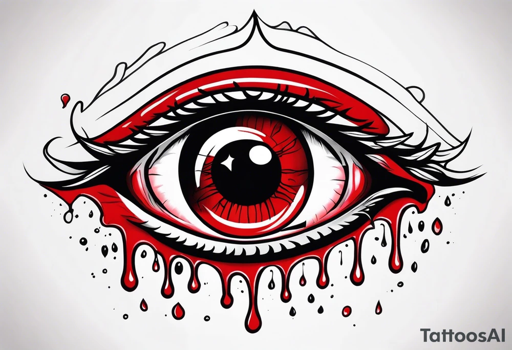 Bleeding red  eye tears flow tattoo idea