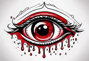 Bleeding red  eye tears flow tattoo idea