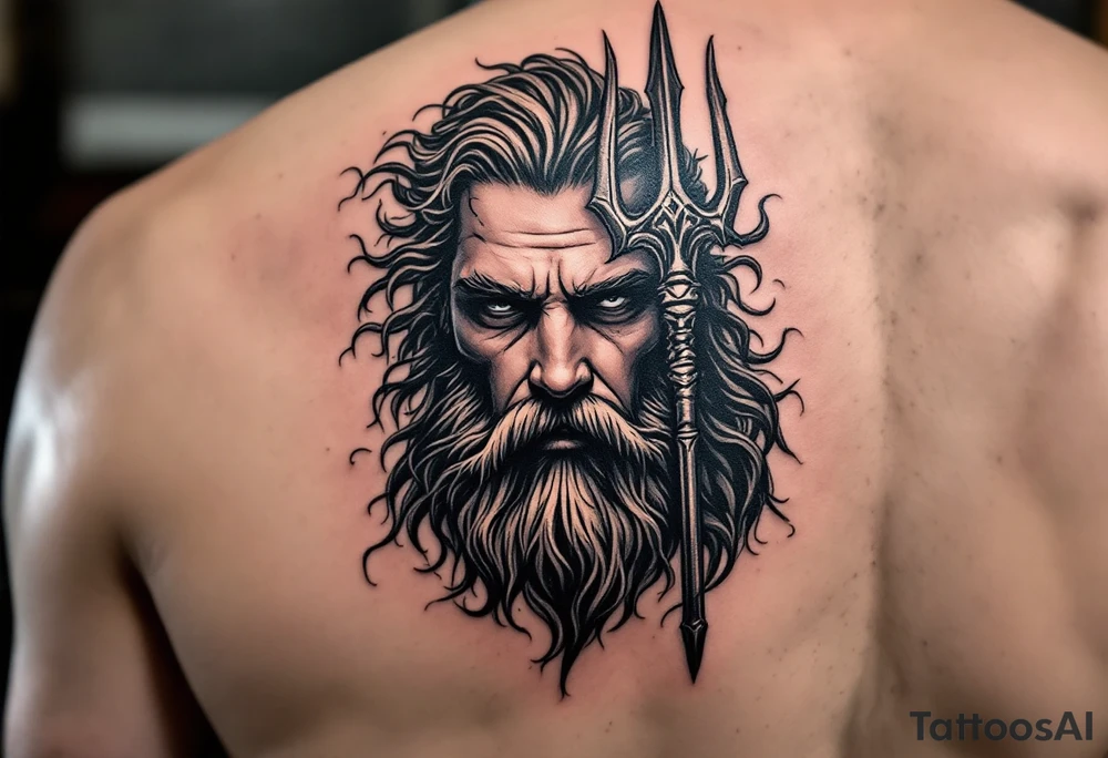 Poseidon with trident tattoo idea