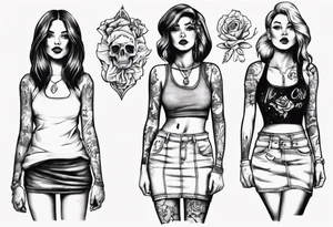 Girl wearing a mini skirt tattoo idea