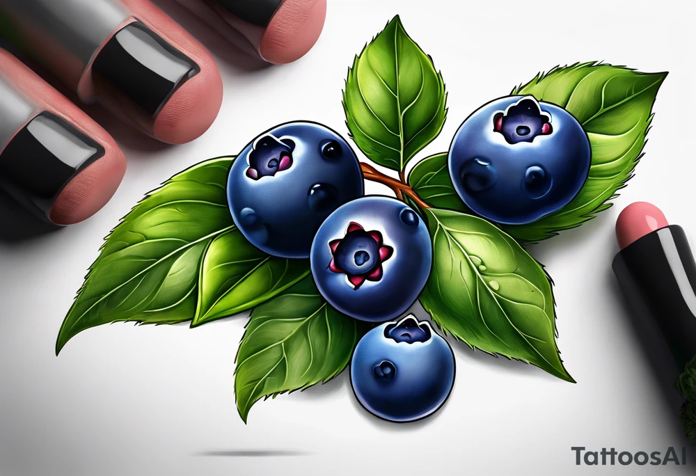 3 blueberries with a leaf tattoo idea