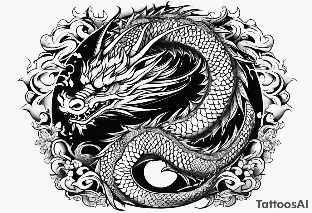 give me an asian gangster style tattoo with a dragon for the back tattoo idea