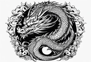 give me an asian gangster style tattoo with a dragon for the back tattoo idea