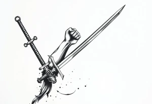 Life, sword, power, relentless, happiness tattoo idea