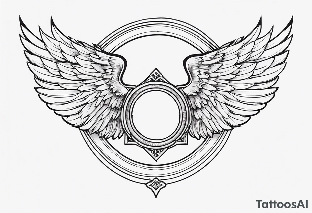 wings with a halo above them tattoo idea