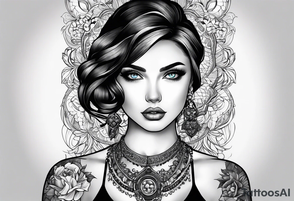 A girl with blue eyes tattoo idea