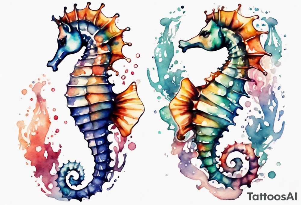 a beautiful seahorse woman hybrid tattoo idea