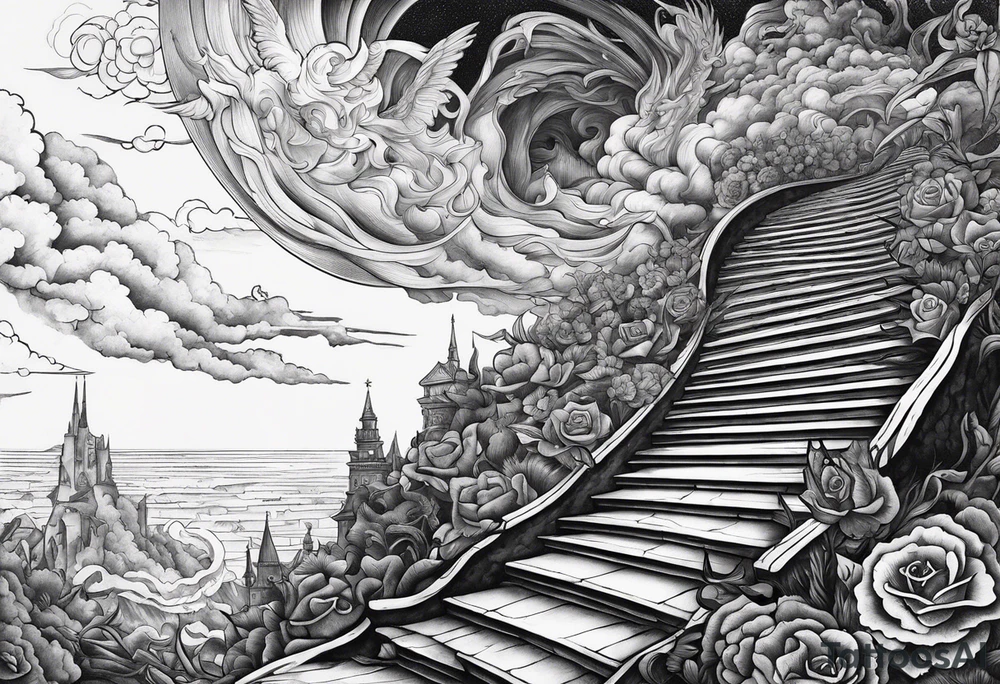 Satan fallen down on the stairway to heaven tattoo idea