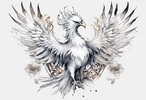a white phoenix wearing an iron crown tattoo idea