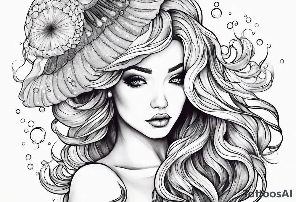 Jellyfish swimming around mermaid tattoo idea