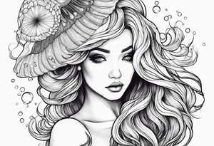 Jellyfish swimming around mermaid tattoo idea