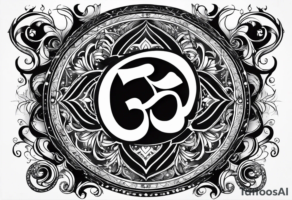 Powerful om symbol with Aquarius constellation tattoo idea