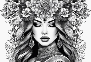 Beautiful woman from death to inner peace and self-love tattoo idea