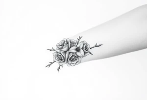 Thorns with roses on the wrist tattoo idea