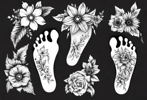 Baby Feet Made Of Flowers tattoo idea