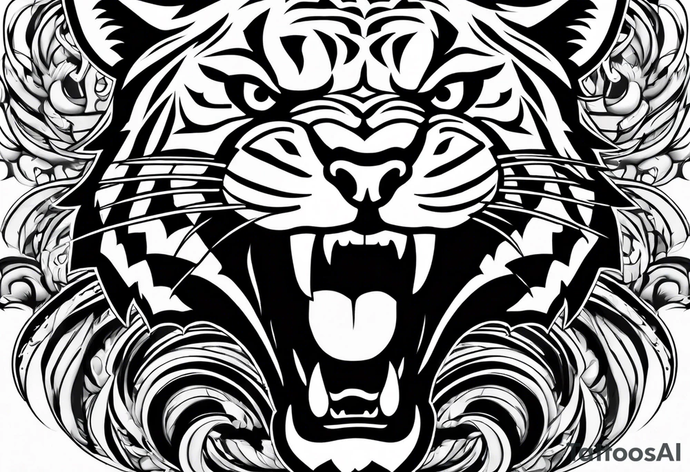 big cat growling tattoo idea