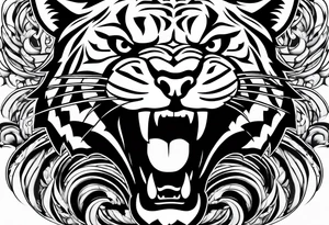big cat growling tattoo idea