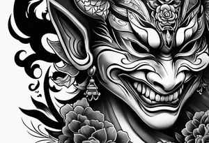 hannya mask realism tattoo idea