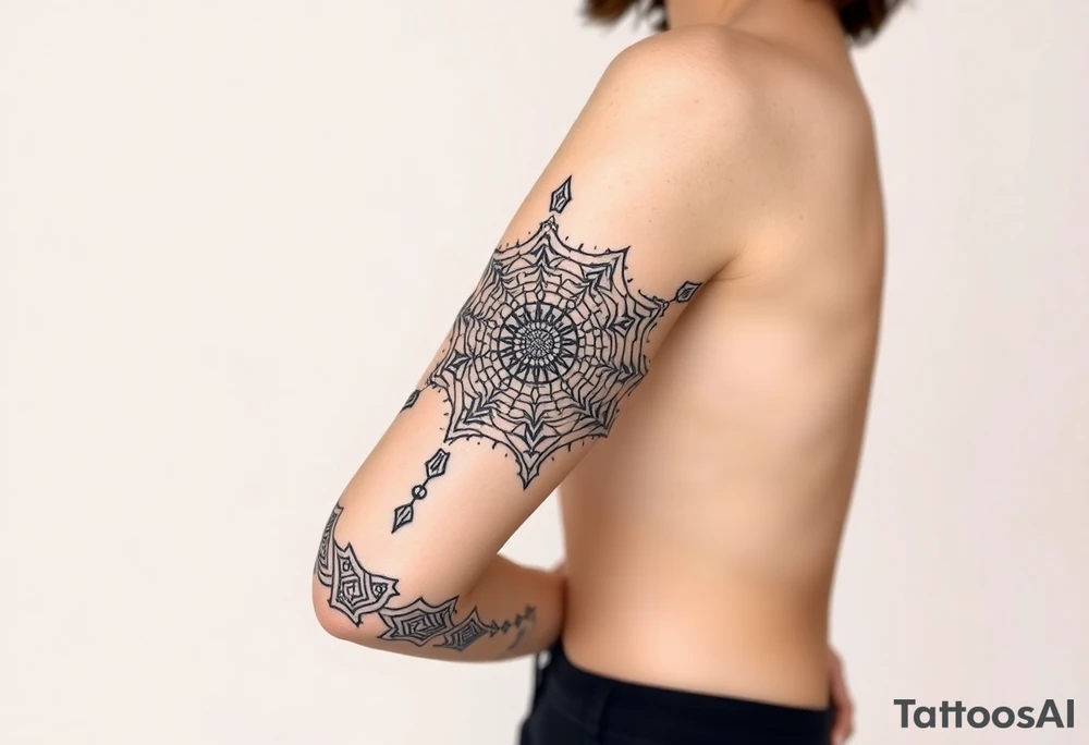 bold line dark shamanstyle tattoo idea
