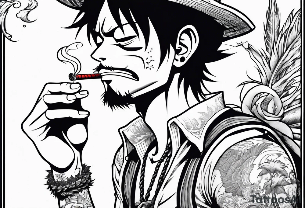 Monkey d luffy smoking a blunt tattoo idea